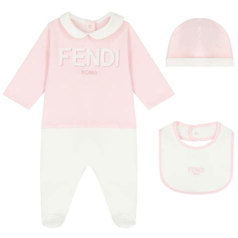 fendi baby grow set|Fendi Ivory & Pink Logo Babygrow Set .